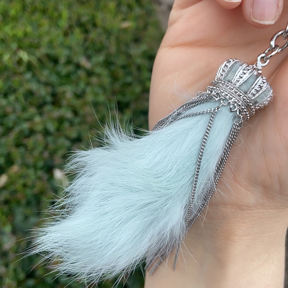 Y2K VINTAGE JUICY COUTURE BABY BLUE RABBIT’S FOOT KEYCHAIN PURSE FOB CHARM